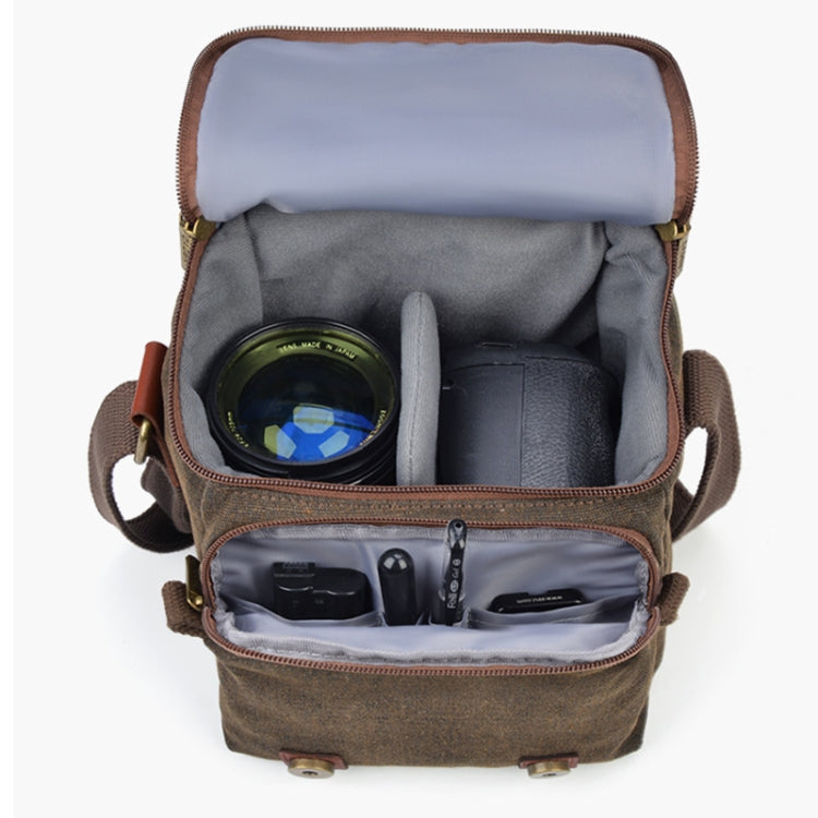 CADEN N1 Large Retro Multifunctional Canvas Waterproof Digital Camera Photography Shoulder Bag, N1 Large Coffee