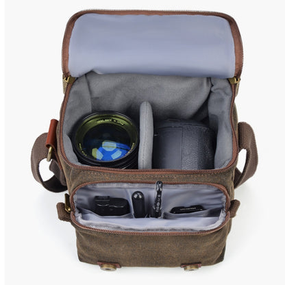 CADEN N1 Large Retro Multifunctional Canvas Waterproof Digital Camera Photography Shoulder Bag, N1 Large Coffee