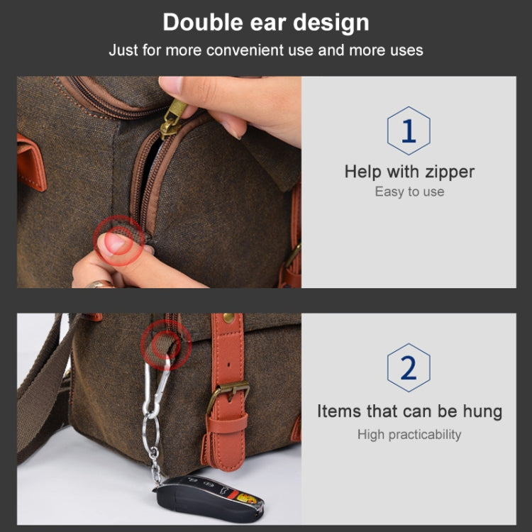 CADEN N1 Large Retro Multifunctional Canvas Waterproof Digital Camera Photography Shoulder Bag, N1 Large Coffee