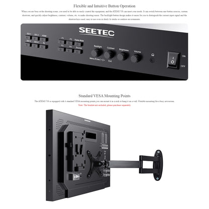 SEETEC ATEM173S 17.3 inch 3G-SDI HDMI Full HD 1920x1080 Multi-camera Broadcast Monitor, ATEM173S