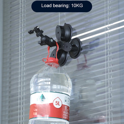 Dual Suction Cup Mount Holder with Tripod Adapter & Steel Tether & Safety Buckle, Dual Suction Cup
