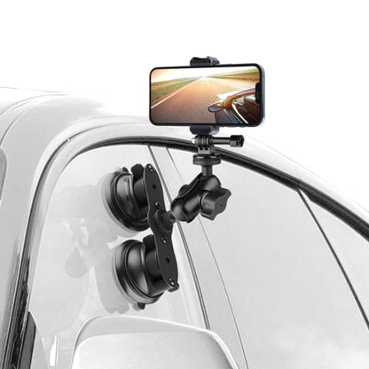 Single Suction Cup Mount Phone Holder with Tripod Adapter & Steel Tether & Safety Buckle, Single Suction Cup Phone Holder