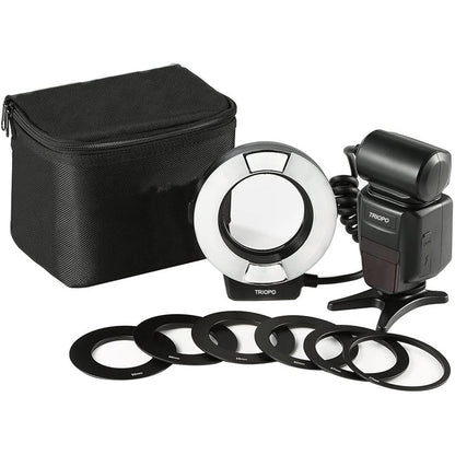 TRIOPO TR-15EX Macro Ring TTL Flash Light with 6 Different Size Adapter Rings For Canon E-TTL