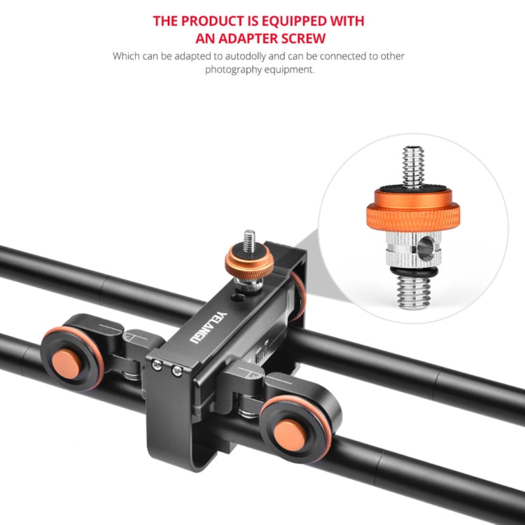 YELANGU L60E 60cm Slide Rail Track + L4 3-Wheel Video Dolly with Phone Clamp & Ballhead, L60E+L4X+PC03+Ballhead
