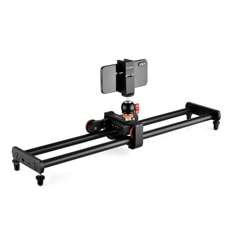 YELANGU L60E 60cm Slide Rail Track + L4 3-Wheel Video Dolly with Phone Clamp & Ballhead, L60E+L4X+PC141+T1