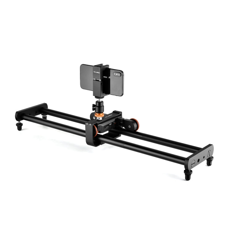 YELANGU L60E 60cm Slide Rail Track + L4 3-Wheel Video Dolly with Phone Clamp & Ballhead, L60E+L4X+PC141+Ballhead