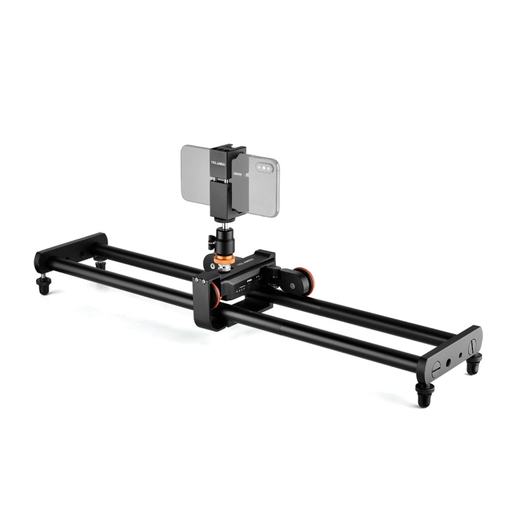 YELANGU L60E 60cm Slide Rail Track + L4 3-Wheel Video Dolly with Phone Clamp & Ballhead, L60E+L4X+PC141+Ballhead