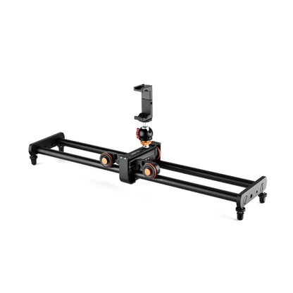YELANGU L60E 60cm Slide Rail Track + L4 3-Wheel Video Dolly with PC142 Phone Clamp & Ballhead, L60E+L4X+PC142+T1