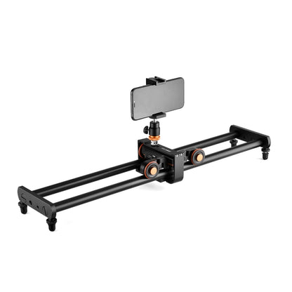 YELANGU L60E 60cm Slide Rail Track + L4 3-Wheel Video Dolly with PC142 Phone Clamp & Ballhead, L60E+L4X+PC142+Ballhead