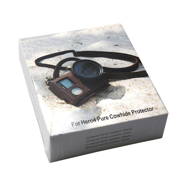 For GoPro HERO4 Litchi Texture Genuine Leather Protective Case with Sling, Litchi Texture (Brown)