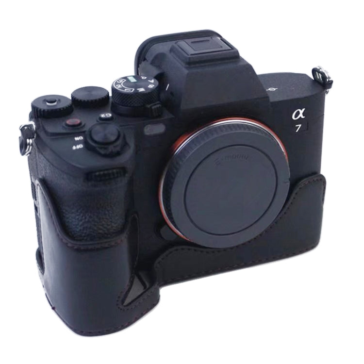 1/4 inch Thread PU Leather Camera Half Case Base for Sony A7 IV, For Sony A7 IV