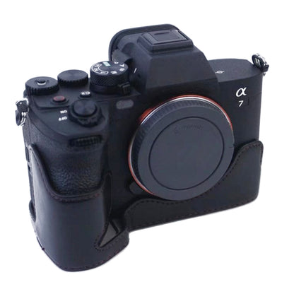 1/4 inch Thread PU Leather Camera Half Case Base for Sony A7 IV, For Sony A7 IV