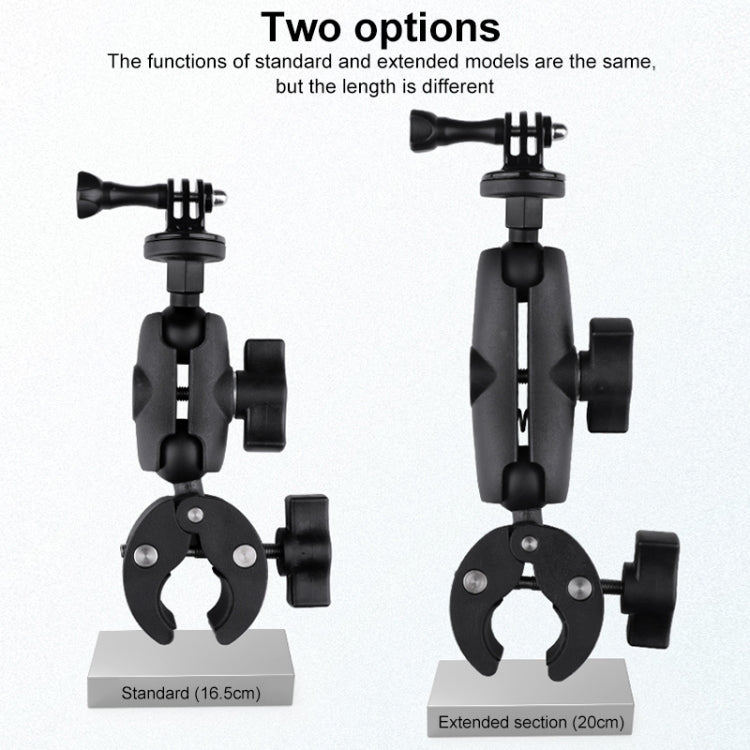 Extended Version 360 Rotation Adjustable Action Camera Bike Motorcycle Handlebar Holder with Phone Clamp, Extended Version with Phone Clamp