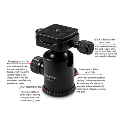 TRIOPO D-2A 360 Degree Rotation Aluminum Alloy Tripod 36mm Ball Head with Quick Release Plate, D-2A