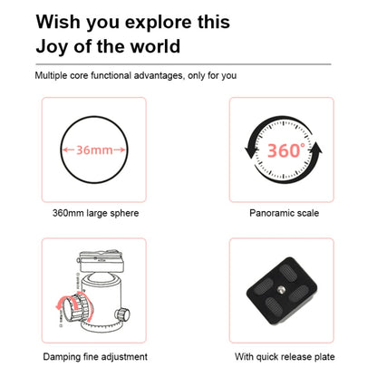 TRIOPO D-2A 360 Degree Rotation Aluminum Alloy Tripod 36mm Ball Head with Quick Release Plate, D-2A