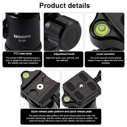 TRIOPO D-2A 360 Degree Rotation Aluminum Alloy Tripod 36mm Ball Head with Quick Release Plate, D-2A