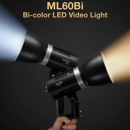 Godox ML60BI 60W LED Light 2800-6500K Brightness Adjustment Video Studio Flash Light, ML60BI