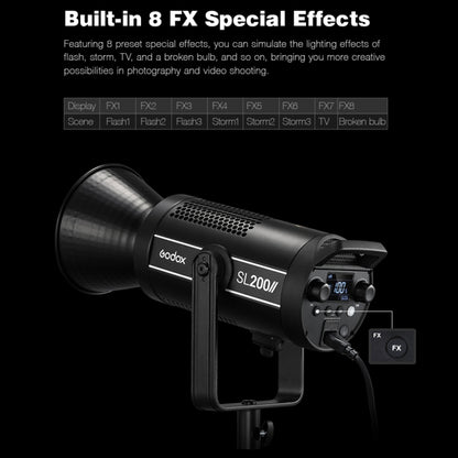 Godox SL200II 200W 5600K Daylight-balanced LED Light Studio Continuous Photo Video Light, SL200II