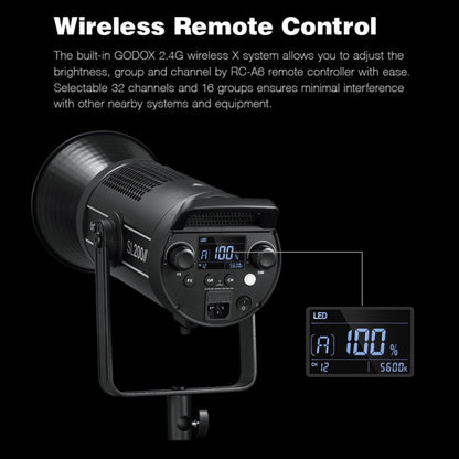 Godox SL200II 200W 5600K Daylight-balanced LED Light Studio Continuous Photo Video Light, SL200II