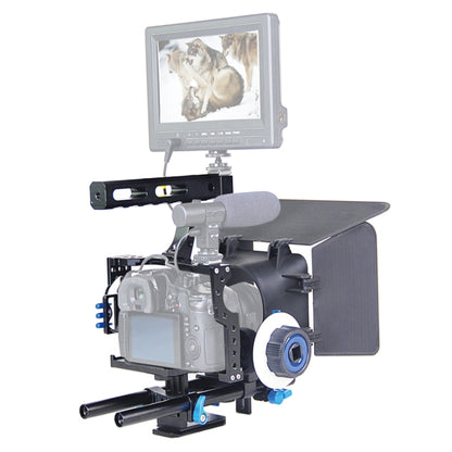 YELANGU YLG1105A Handle Video Camera Cage Stabilizer Kit with Matte Box & Follow Focus for Panasonic Lumix DMC-GH4 & G7 / Sony A7 & A7S & A7R & A7RII & A7SII, YLG1105A