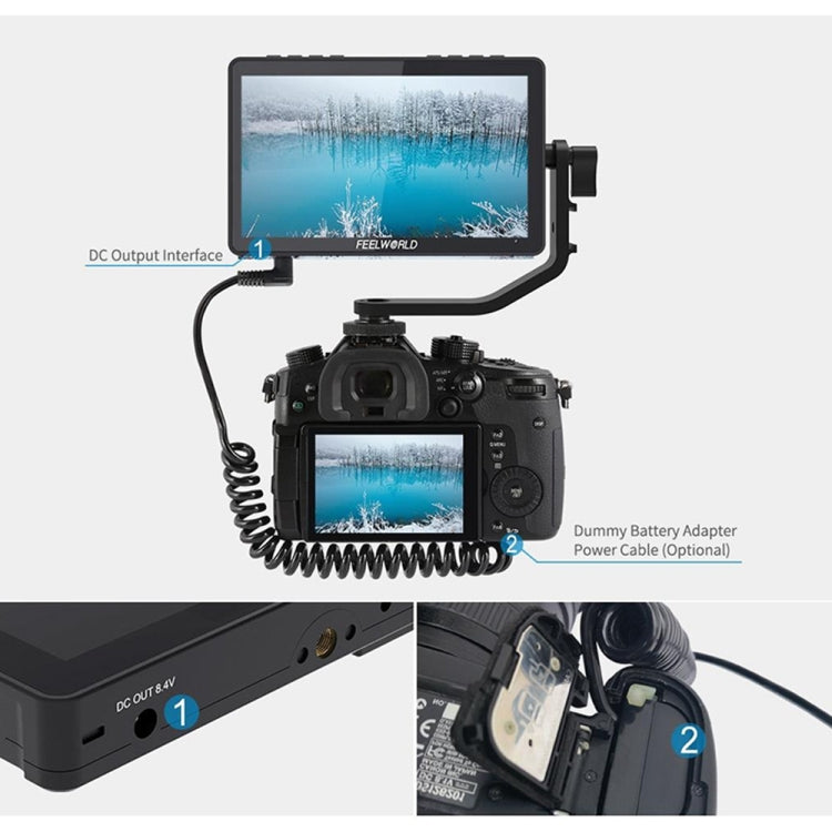 FEELWORLD F5 Pro V4 6 inch Touch Screen DSLR Camera Field Monitor 3D LUT 4K HDMI Input Output Tilt Arm, F5 Pro V4