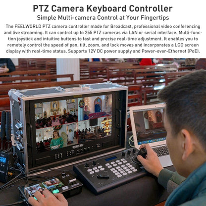 FEELWORLD KBC10 PTZ Camera Controller with Joystick and Keyboard Control ,Support PoE, KBC10
