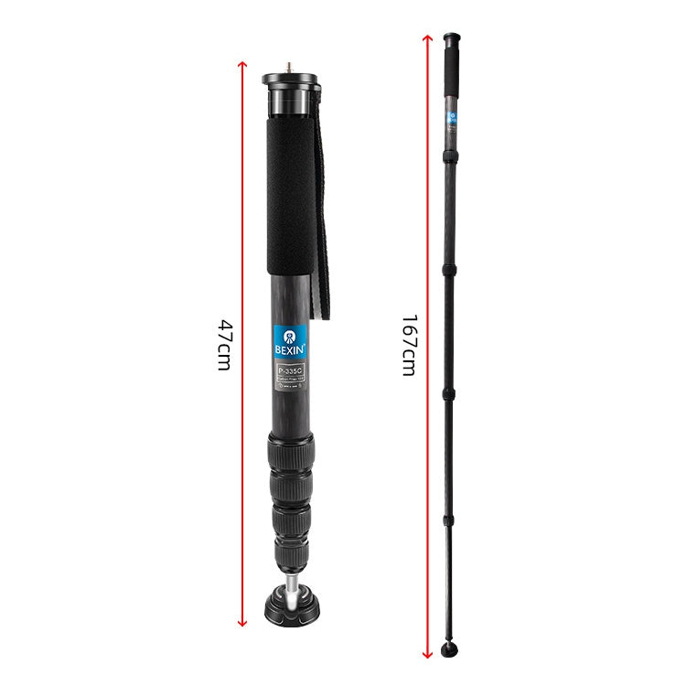 BEXIN P335C Camera Carbon Fiber Monopod Travel Live Selfie Bracket Holder, P335C