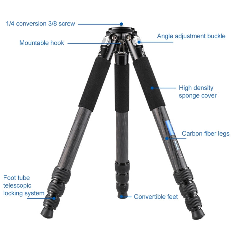BEXIN RC294 Portable Collapsible Carbon Fiber Camera Tripod, RC294