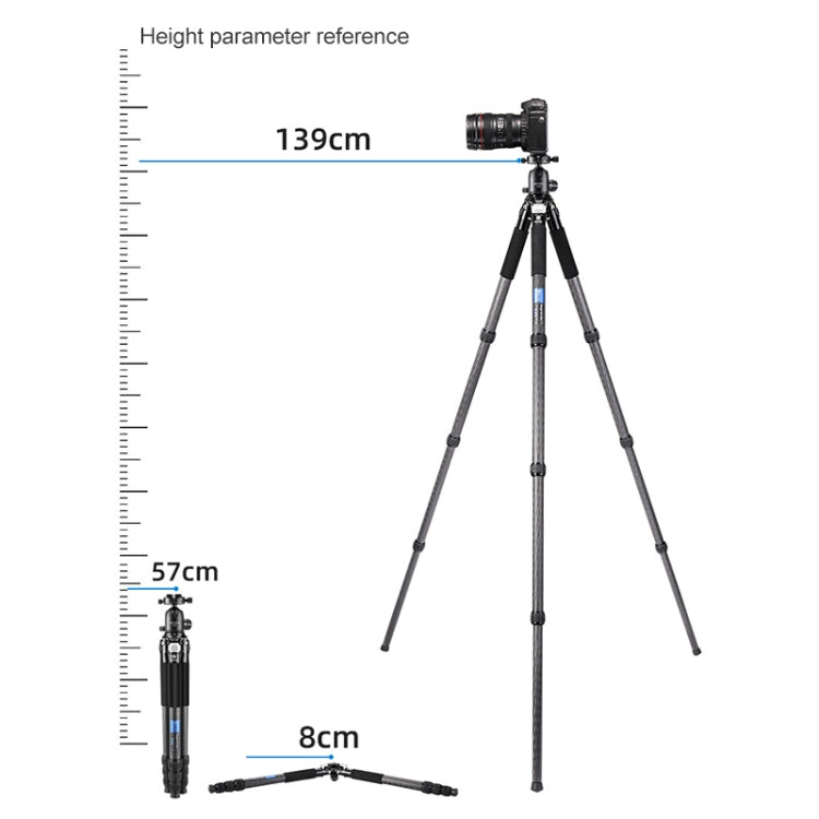 BEXIN RC294 Portable Collapsible Carbon Fiber Camera Tripod, RC294