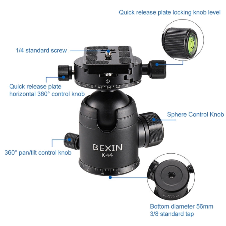 BEXIN RC294 Portable Collapsible Carbon Fiber Camera Tripod, RC294