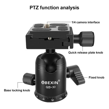 BEIXIN QB-30  360 Degree Rotation Panorama Metal Ball Head with Quick Release Plate, QB-30