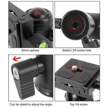 BEIXIN QB-30  360 Degree Rotation Panorama Metal Ball Head with Quick Release Plate, QB-30