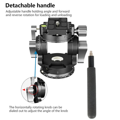 BEXIN DT-02R/S 2D 720 Degree Panorama Heavy Duty Tripod Action Fluid Drag Head with Quick Release Plate, DT-02R/S