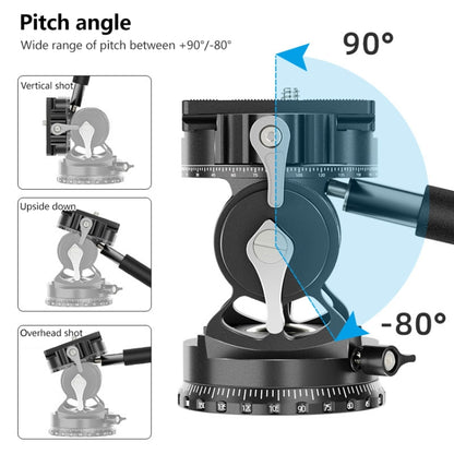 BEXIN DT-03S/S 360 Degree Panorama Heavy Duty Tripod Action Fluid Drag Head with Quick Release Plate, DT-03S/S
