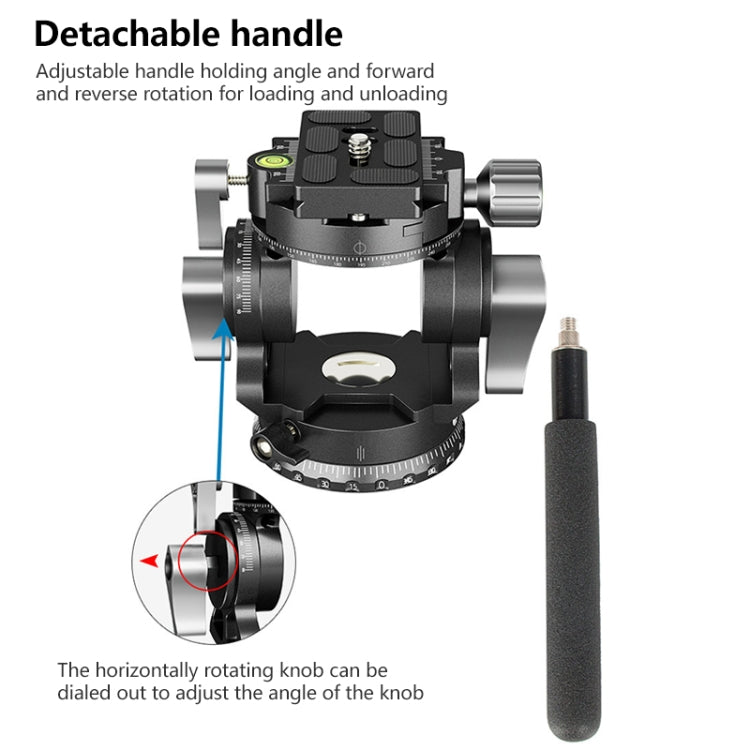 BEXIN DT-03S/S 360 Degree Panorama Heavy Duty Tripod Action Fluid Drag Head with Quick Release Plate, DT-03S/S