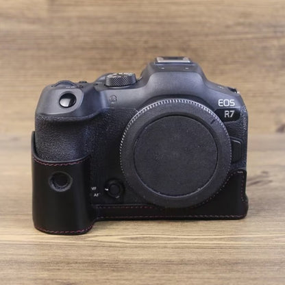 For Canon EOS R7 1/4 inch Thread PU Leather Camera Half Case Base, For Canon EOS R7