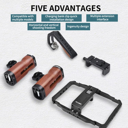 YELANGU LW101 Vlogging Live Broadcast LED Selfie Light Mic Smartphone Video Rig Handles Stabilizer Kits, LW101