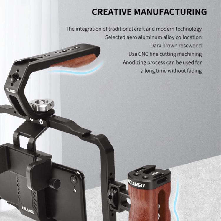 YELANGU LW101 Vlogging Live Broadcast LED Selfie Light Mic Smartphone Video Rig Handles Stabilizer Kits, LW101