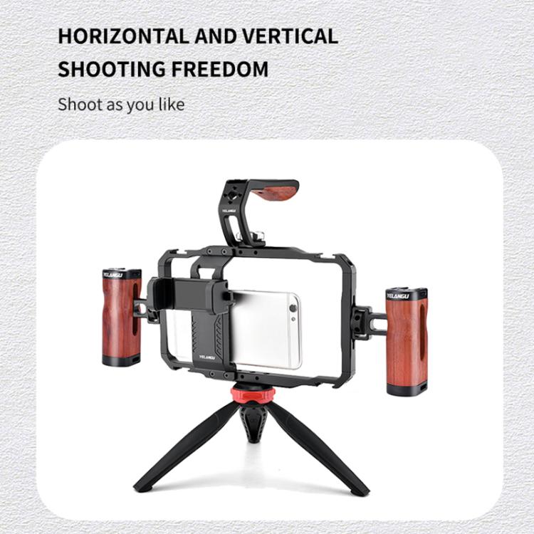 YELANGU LW101 Vlogging Live Broadcast LED Selfie Light Mic Smartphone Video Rig Handles Stabilizer Kits, LW101