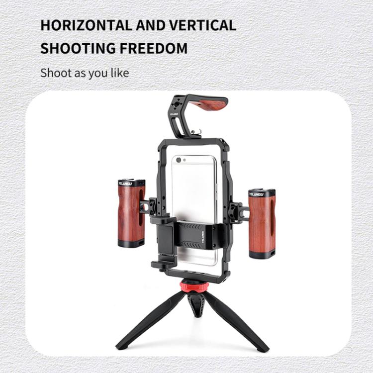 YELANGU LW101 Vlogging Live Broadcast LED Selfie Light Mic Smartphone Video Rig Handles Stabilizer Kits, LW101