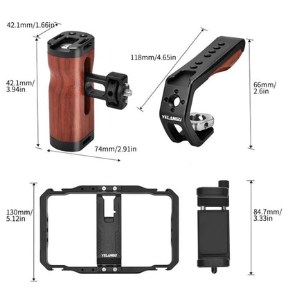 YELANGU LW101 Vlogging Live Broadcast LED Selfie Light Mic Smartphone Video Rig Handles Stabilizer Kits, LW101