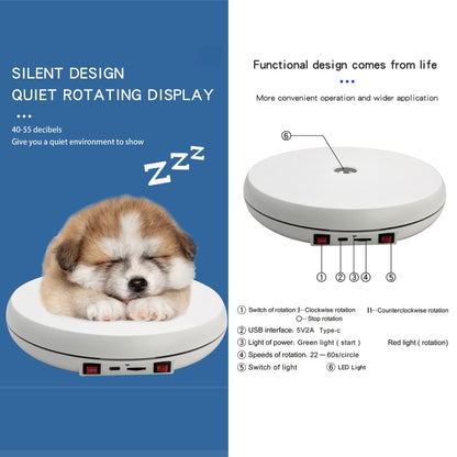 25cm LED Light Electric Rotating Display Stand Turntable