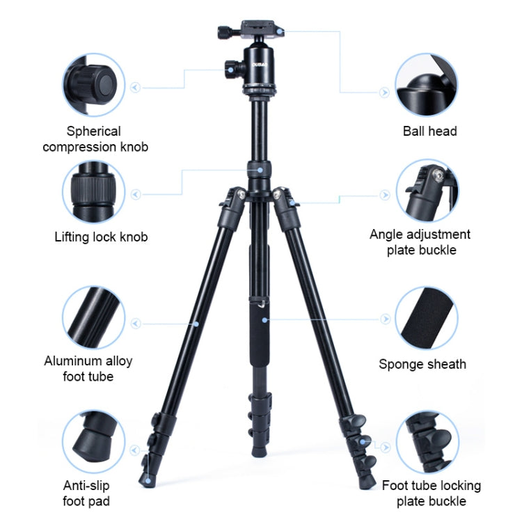 TRIOPO Oubao A-308S Adjustable Portable  Aluminum Alloy Tripod with Ball Head for SLR Camera, A-308S