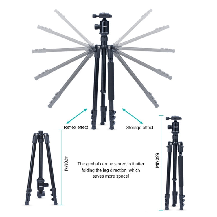 TRIOPO Oubao A-308S Adjustable Portable  Aluminum Alloy Tripod with Ball Head for SLR Camera, A-308S