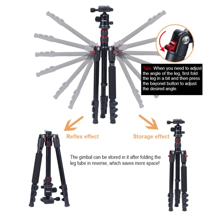 TRIOPO Oubao A-208S Adjustable Portable  Aluminum Alloy Tripod with Ball Head for SLR Camera, A-208S