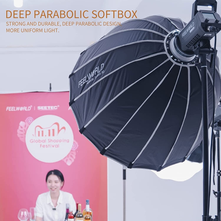 FEELWORLD FSP90 90cm Parabolic Softbox Quick Release Diffuser with Bowens Mount, FSP90 90cm
