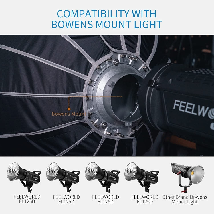 FEELWORLD FSP90 90cm Parabolic Softbox Quick Release Diffuser with Bowens Mount, FSP90 90cm
