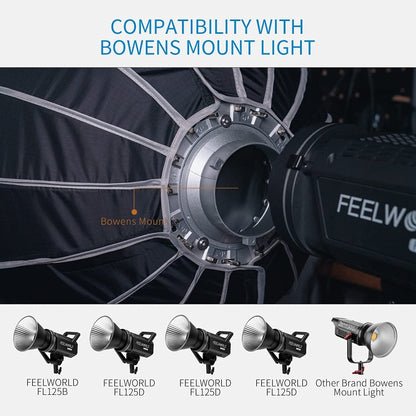 FEELWORLD FSP90 90cm Parabolic Softbox Quick Release Diffuser with Bowens Mount, FSP90 90cm