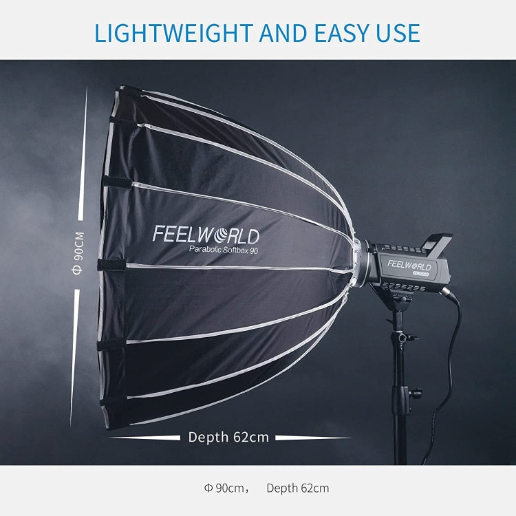 FEELWORLD FSP90 90cm Parabolic Softbox Quick Release Diffuser with Bowens Mount, FSP90 90cm