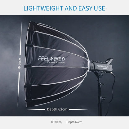 FEELWORLD FSP90 90cm Parabolic Softbox Quick Release Diffuser with Bowens Mount, FSP90 90cm